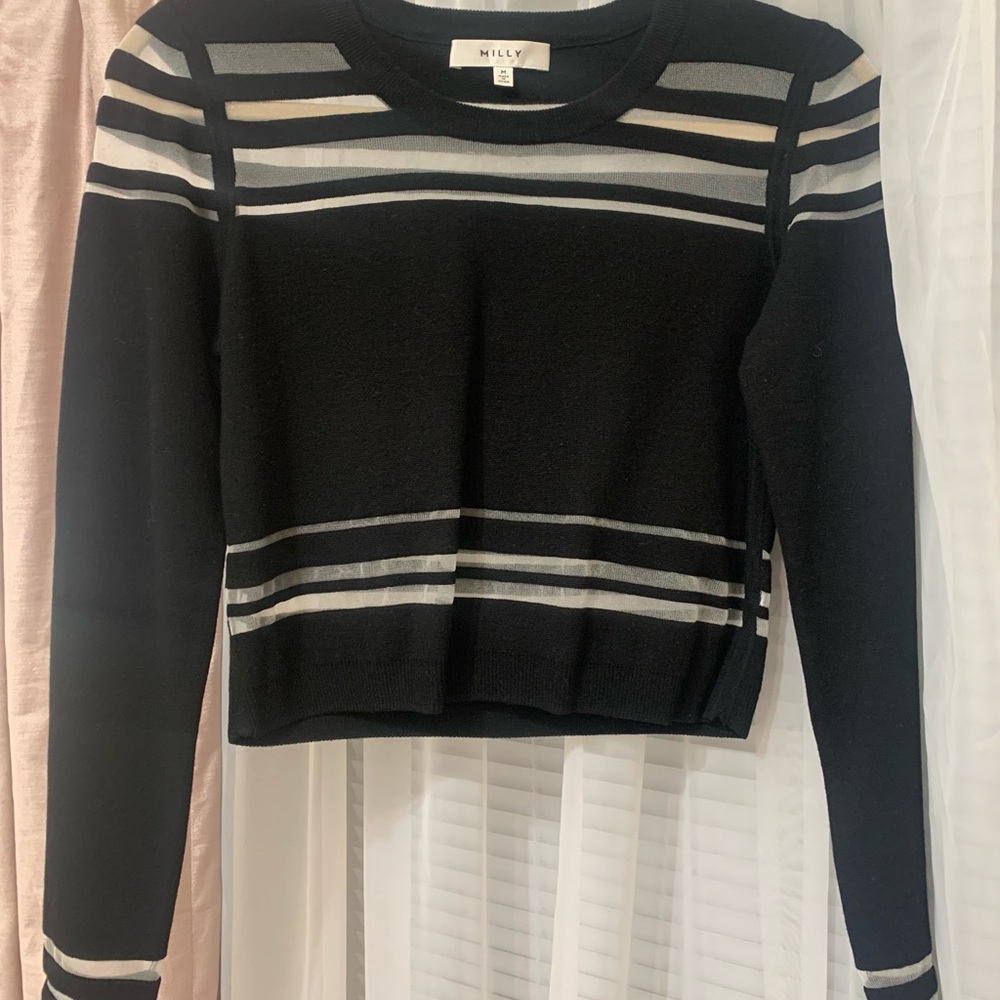 Milly Knit Sheer Stripe top size M